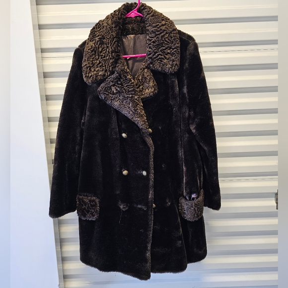 PLUSH Vintage BROWN Persian Lamb and Sheer Mouton Faux Fur